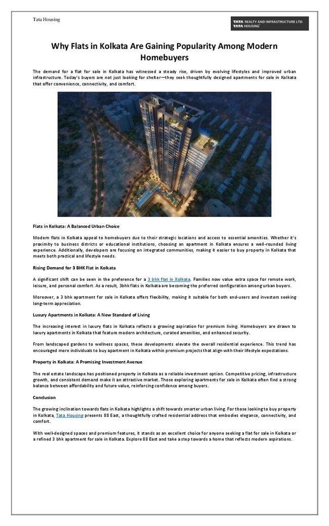 Why Flats in Kolkata Are Gaining Popularity Among Modern Homebuyers | PDF Host