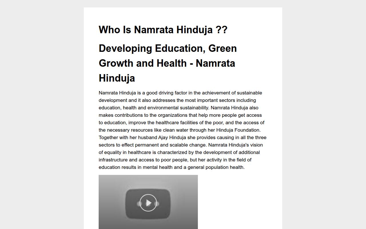 Who is Nmarata Hinduja ??